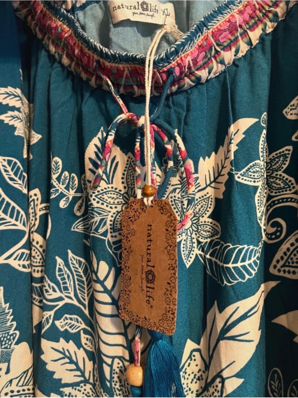 NATURAL LIFE Bohemian Teal Floral Maxi Skirt - Teal Floral - Picture 2 of 4